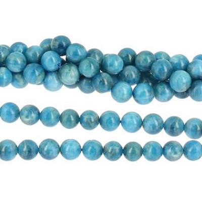 Apatite Bleue Claire Perle Ronde Lisse Percée 8 mm (Lot de 10 perles)