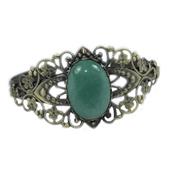 Bracelet Fleurs en Aventurine Verte Cabochon Ovale 25x18 mm Romantic