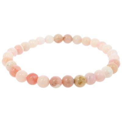 Bracelet Opale Rose en Pierre Boule de 6 mm