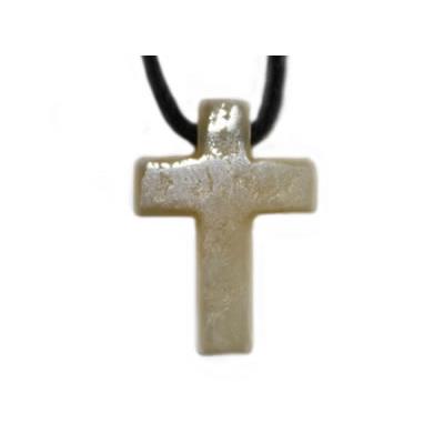 Pendentif Croix Latine en Calcite Orange - 25x18 mm