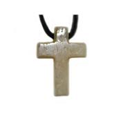 Pendentif Croix Latine en Calcite Orange - 25x18 mm