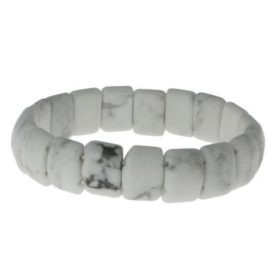 Bracelet Howlite Blanche en Pierre Plaquette de 10x15 mm