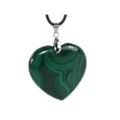 Pendentif Coeur en Malachite (4 cm Bélière Argentée)