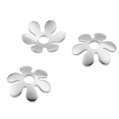 Coupelle Fleur de 9 mm avec trou en Argent 925 (Lot de 2 coupelles)