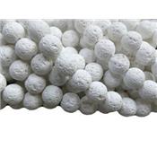 Pierre de Lave Blanche Perle Ronde Lisse Percée 10 mm (Lot de 5 perles)