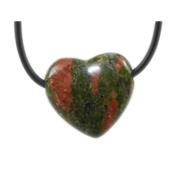 Pendentif Coeur Unakite - 25x25x10 mm - sans métal