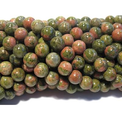 Unakite Perle Ronde Lisse Percée 8 mm (Lot de 10 perles)