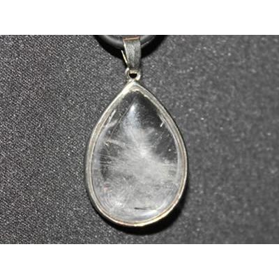 Pendentif en Cristal de Roche Goutte cerclée