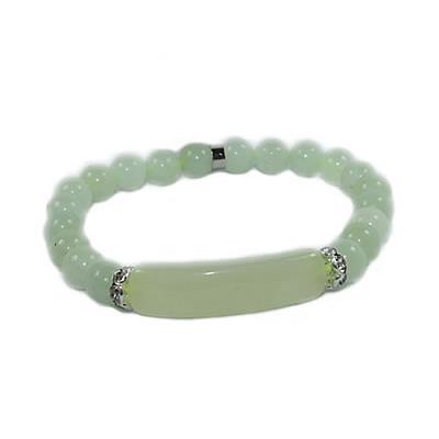 Bracelet Gourmette en Jade perles de 8 mm et Coeur 12 mm