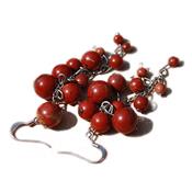 Boucles d'Oreilles en Jaspe Rouge en Grappes