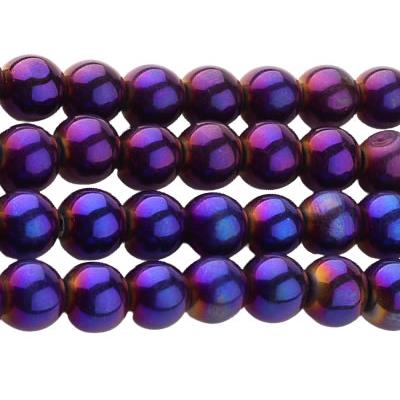 Perle en Verre Pourpre avec reflets 6 mm (Par Lot de 5 Perles)