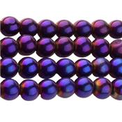 Perle en Verre Pourpre avec reflets 8 mm (Par Lot de 5 Perles)