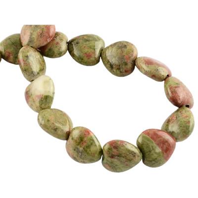 Unakite perle en forme de Coeur (lot de 2 perles)