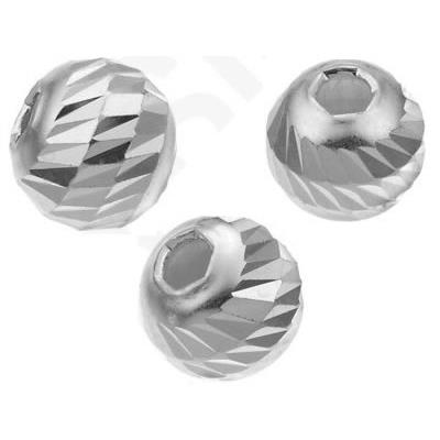 Perle Ronde Facettée 6 mm en Argent 925 (Lot de 5 perles)