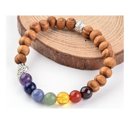 Bracelet 7 Chakras en Pierre Boule de 8 mm et Bouddha rieur