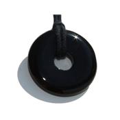 Agate Noire ou Onyx Pendentif Pi Chinois de 3 cm