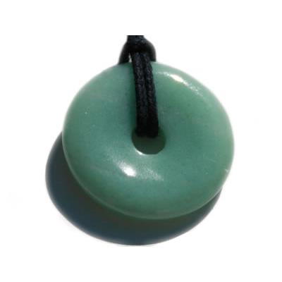 Pi Chinois ou Donut en Aventurine Verte Pendentif de 2 cm