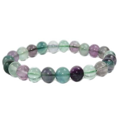 Bracelet Fluorine Multicolore en Pierre Boule de 8 mm