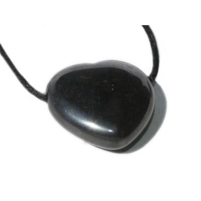 Pendentif Coeur Hématite - 25x25x10 mm - sans métal