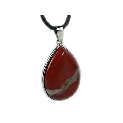 Pendentif en Jaspe Rouge Goutte cerclée