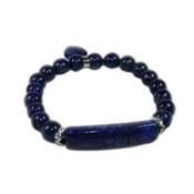 Bracelet Gourmette en Lapis-lazuli perles de 8 mm et Coeur 12 mm