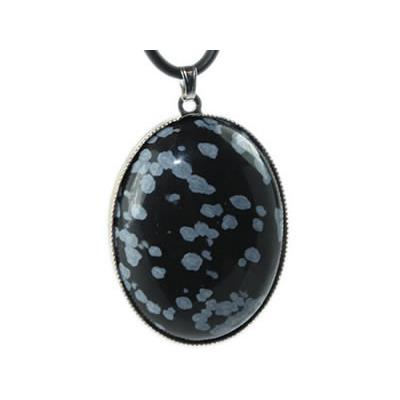 Obsidienne Neige Pendentif Cabochon ovale 40x30 mm Harmony