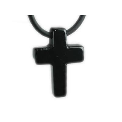 Pendentif Croix Latine en Obsidienne Oeil Céleste - 25x18 mm