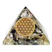 Pyramide en Orgonite Tourmaline Noire et Fleur de Vie