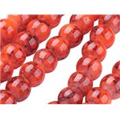 Perle en Verre Orange Marbrée 6 mm (Par Lot de 5 Perles)