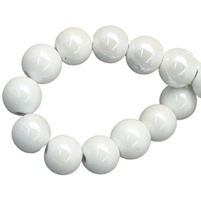 Perle de Porcelaine Blanche 6 mm (Par Lot de 5 Perles)