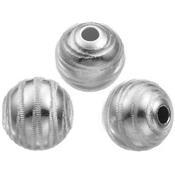 Perle Ronde Rayée Fantaisie 8 mm en Argent 925 (vendue à l'unité)