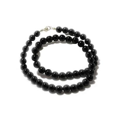 Collier Agate Noire en Pierre Boule de 8 mm