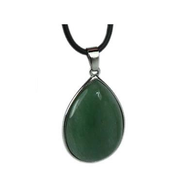 Pendentif en Aventurine Verte Goutte cerclée