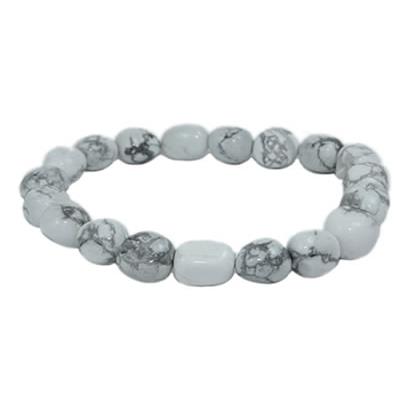 Bracelet Howlite Blanche en Pierres Roulées