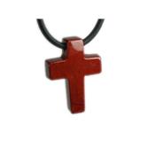 Pendentif Croix Latine en Jaspe Rouge - 25x18 mm