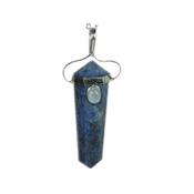 Pendentif Pointe en Lapis Lazuli et Cabochon en Pierre de Lune montage argenté
