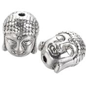 Perle Tête Bouddha 11 x 9 mm de style Tibétain en Métal (Par Lot de 2)