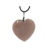Pendentif Coeur en Pierre de Soleil (4 cm Bélière Argentée)