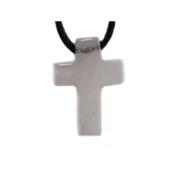 Pendentif Croix Latine en Quartz Rose - 25x18 mm