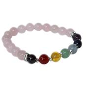 Bracelet Quartz Rose 7 Chakras en Pierre Boule de 8 mm