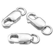 Fermoir Mousqueton Rectangle 8,4x3,5 mm et Anneau ouvert en Argent 925