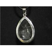 Pendentif en Cristal de Roche Goutte cerclée