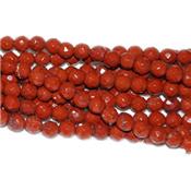 Jaspe Rouge Perle Facettée 8 mm - 64 Facettes (Lot de 10 perles)