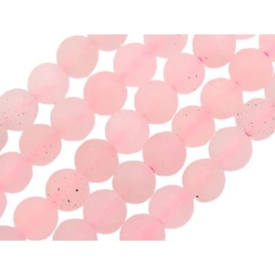 Quartz Rose Perle Givrée Percée de 8 mm (Lot de 5 perles)