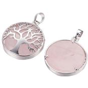 Pendentif Arbre de Vie Quartz Rose 