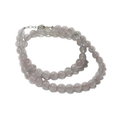 Collier Quartz Rose en Pierre Boule de 8 mm