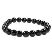 Bracelet Agate Noire en Pierre Boule de 8 mm