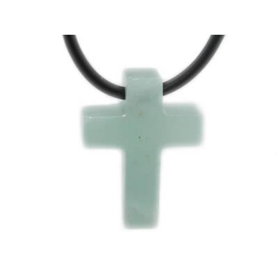 Pendentif Croix Latine en Amazonite du Brésil - sans métal