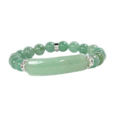 Bracelet Gourmette en Aventurine Verte perles de 8 mm et Coeur 12 mm