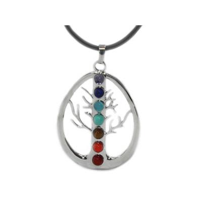 Pendentif Arbre de Vie 7 Chakras Montage Argenté